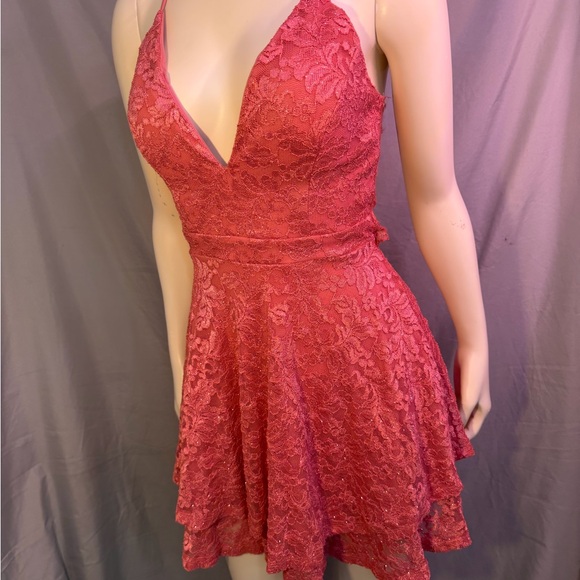 Honey and Rosie Lace Mini Dress in Pink - Picture 4 of 5